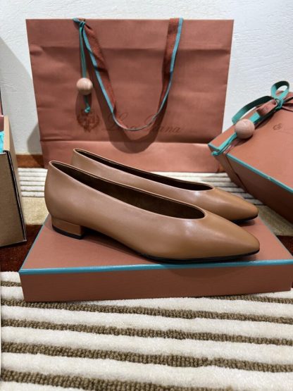 Loro Piana 2024 Rebecca Ballerinas Calfskin Women's Loafer Saddle Brown Highend Quality #3625 - Image 3