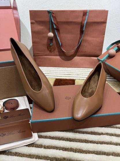 Loro Piana 2024 Rebecca Ballerinas Calfskin Women's Loafer Saddle Brown Highend Quality #3625 - Image 2