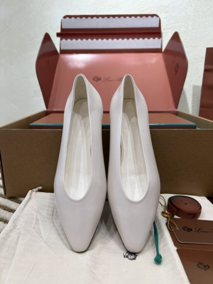 Loro Piana 2024 Rebecca Ballerinas Calfskin Women's Loafer White Highend Quality #3626