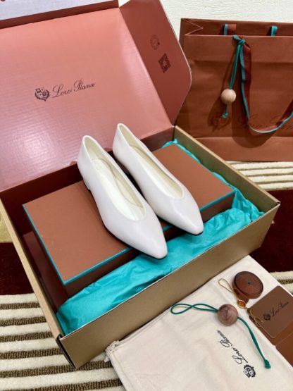 Loro Piana 2024 Rebecca Ballerinas Calfskin Women's Loafer White Highend Quality #3626 - Image 6