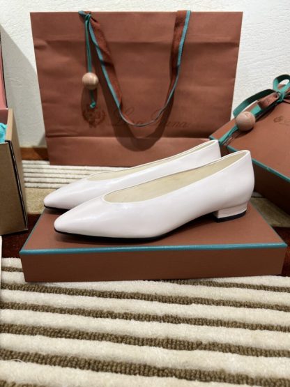 Loro Piana 2024 Rebecca Ballerinas Calfskin Women's Loafer White Highend Quality #3626 - Image 3