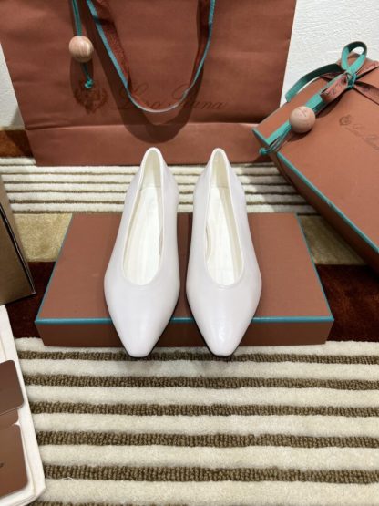 Loro Piana 2024 Rebecca Ballerinas Calfskin Women's Loafer White Highend Quality #3626 - Image 2