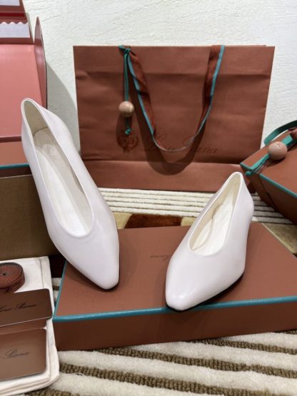 Loro Piana 2024 Rebecca Ballerinas Calfskin Women's Loafer White Highend Quality #3626 - Image 4