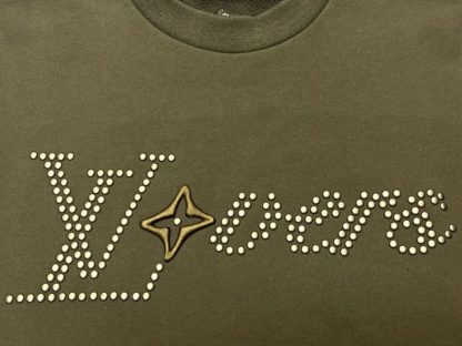  Louis Vuitton Men's Cotton Signature Crewneck Olive 1AFJHB #3607 - Image 2