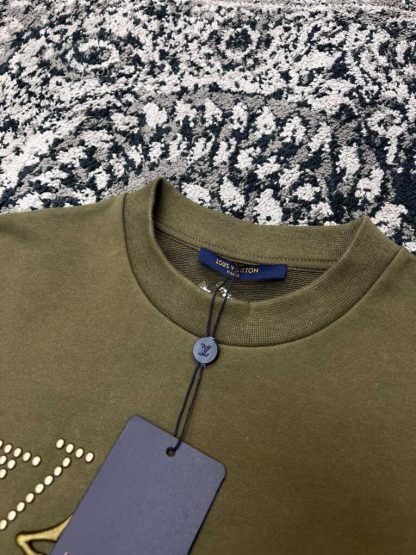  Louis Vuitton Men's Cotton Signature Crewneck Olive 1AFJHB #3607 - Image 7