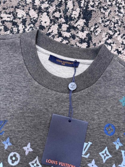  Louis Vuitton Men's Embroidered Cotton Sweatshirt Dark Grey 1AFVIS #3609 - Image 2