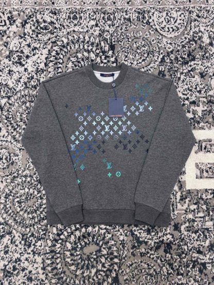 Louis Vuitton Men's Embroidered Cotton Sweatshirt Dark Grey 1AFVIS #3609 - Image 5