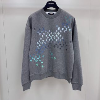 Replica Louis Vuitton Men's Embroidered Cotton Sweatshirt Dark Grey 1AFVIS #3609