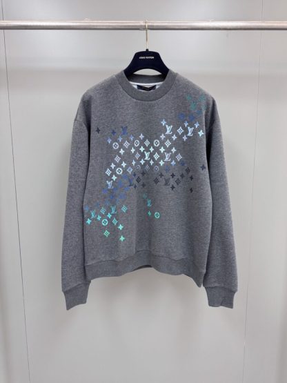Replica Louis Vuitton Men's Embroidered Cotton Sweatshirt Dark Grey 1AFVIS #3609