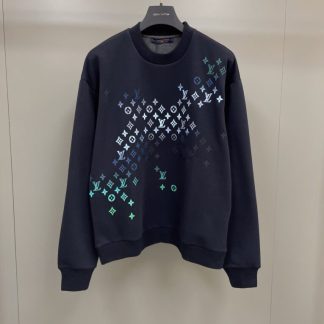 Replica Louis Vuitton Men's Embroidered Cotton Sweatshirt Midnight Blue 1AFVBC #3608