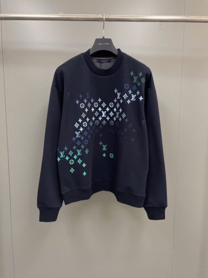 Replica Louis Vuitton Men's Embroidered Cotton Sweatshirt Midnight Blue 1AFVBC #3608