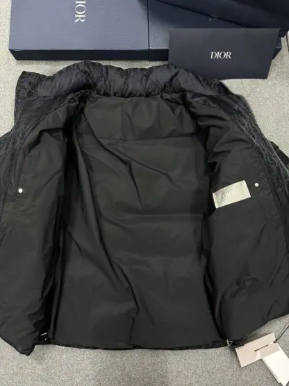  Dior Oblique Down Jacket Black Technical Jacquard For Men #3603 - Image 5