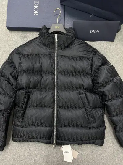 Dior Oblique Down Jacket Black Technical Jacquard For Men #3603 - Image 7