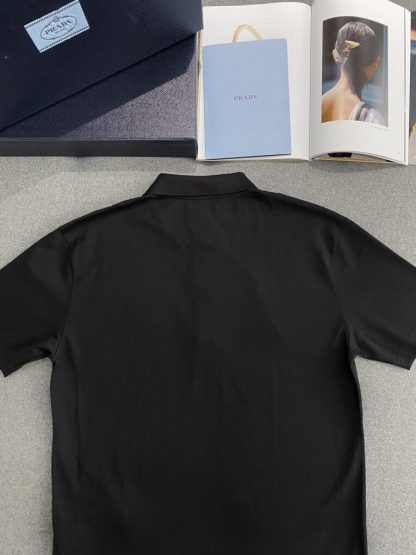 Prada Piqué polo shirt  with Re-Nylon details Zipper For Men #3599 - Image 13
