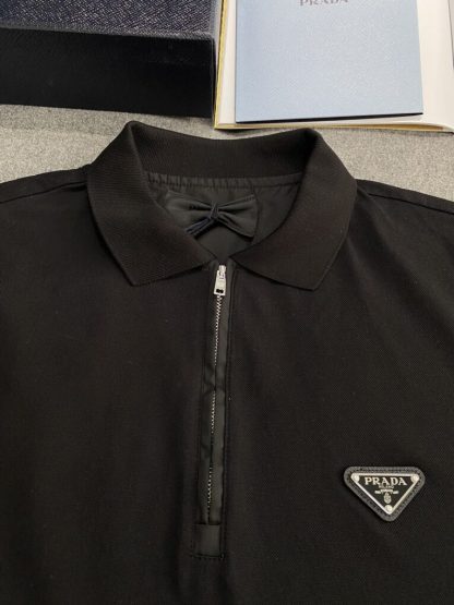 Prada Piqué polo shirt  with Re-Nylon details Zipper For Men #3599 - Image 5