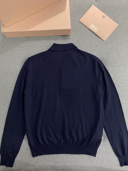  Miu Miu Wool knit polo shirt Navy Blue For Women #3602 - Image 11
