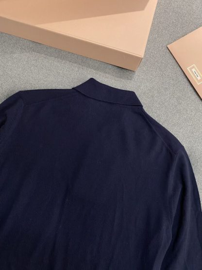  Miu Miu Wool knit polo shirt Navy Blue For Women #3602 - Image 13