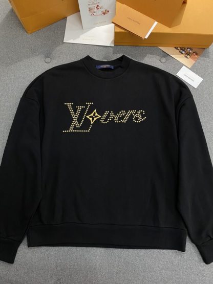  Vip Quality Louis Vuitton Men's Cotton Signature Crewneck Sweatshirt Black 1AFVAQ #3736 - Image 18