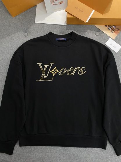  Vip Quality Louis Vuitton Men's Cotton Signature Crewneck Sweatshirt Black 1AFVAQ #3736 - Image 14