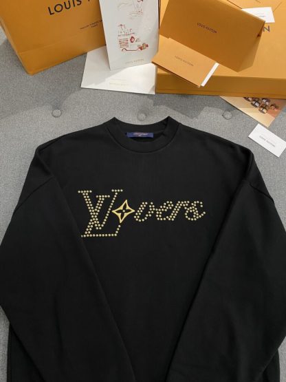  Vip Quality Louis Vuitton Men's Cotton Signature Crewneck Sweatshirt Black 1AFVAQ #3736 - Image 11