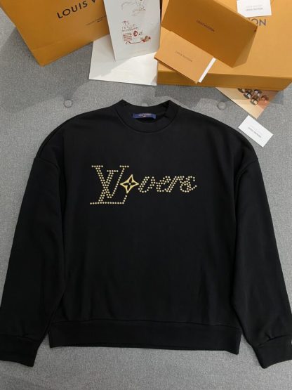  Vip Quality Louis Vuitton Men's Cotton Signature Crewneck Sweatshirt Black 1AFVAQ #3736 - Image 15
