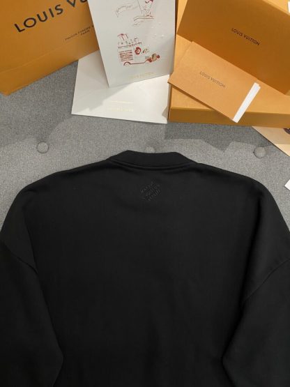  Vip Quality Louis Vuitton Men's Cotton Signature Crewneck Sweatshirt Black 1AFVAQ #3736 - Image 4