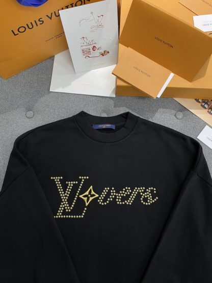  Vip Quality Louis Vuitton Men's Cotton Signature Crewneck Sweatshirt Black 1AFVAQ #3736 - Image 9