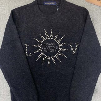 Replica Louis Vuitton Men's Embellished Long-Sleeved Merino Wool Crewneck Sweater #3735
