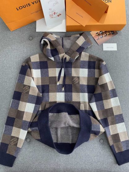  Louis Vuitton Men's Damier Cashmere And Wool-Blend Hoodie #3734 - Image 3