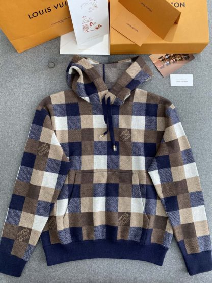 Replica Louis Vuitton Men's Damier Cashmere And Wool-Blend Hoodie #3734
