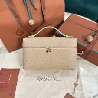Loro Piana 2024 Extra Bag L27 Replica Ostrich Leather Gold #3659