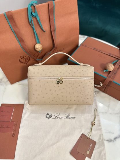 Loro Piana 2024 Extra Bag L27 Replica Ostrich Leather Gold #3659