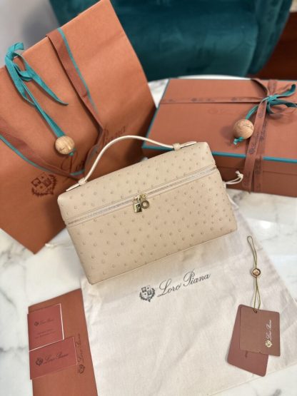 Loro Piana 2024 Extra Bag L27  Ostrich Leather Orix Sun Gold #3659 - Image 2