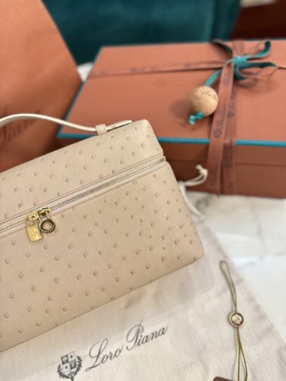 Loro Piana 2024 Extra Bag L27  Ostrich Leather Orix Sun Gold #3659 - Image 3