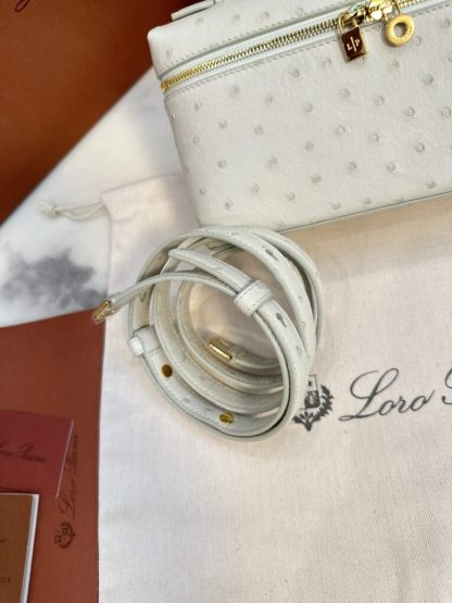 Loro Piana 2024 Extra Bag L27  Ostrich Leather Whisper White Sun Gold #3660 - Image 7