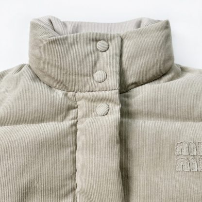  Miu Miu Medium-weight corduroy down jacket Sand Beige #3737 - Image 6