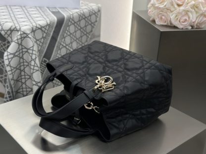  Medium Dior Toujours Bag Black Macrocannage Calfskin #3622 - Image 6
