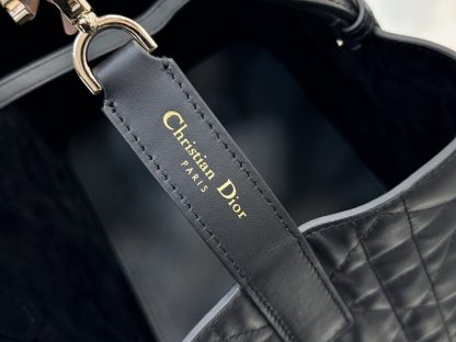  Medium Dior Toujours Bag Black Macrocannage Calfskin #3622 - Image 14