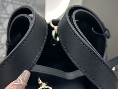  Medium Dior Toujours Bag Black Macrocannage Calfskin #3622 - Image 13