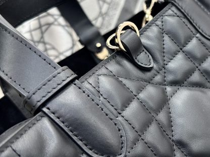  Medium Dior Toujours Bag Black Macrocannage Calfskin #3622 - Image 17