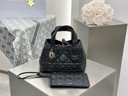  Small Dior Toujours Bag Black Macrocannage Calfskin #3619 - Image 4