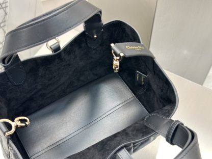  Small Dior Toujours Bag Black Macrocannage Calfskin #3619 - Image 9