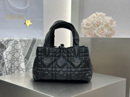  Small Dior Toujours Bag Black Macrocannage Calfskin #3619 - Image 8