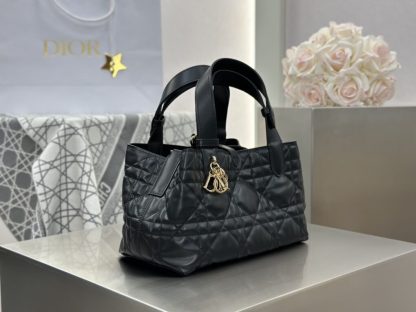  Small Dior Toujours Bag Black Macrocannage Calfskin #3619 - Image 2
