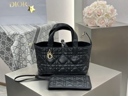 Replica Small Dior Toujours Bag Black Macrocannage Calfskin #3619