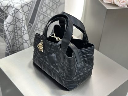  Small Dior Toujours Bag Black Macrocannage Calfskin #3619 - Image 5