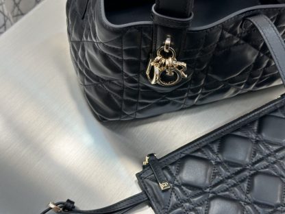  Small Dior Toujours Bag Black Macrocannage Calfskin #3619 - Image 18