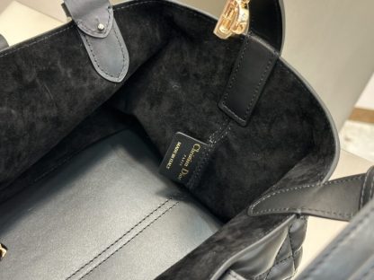  Small Dior Toujours Bag Black Macrocannage Calfskin #3619 - Image 16