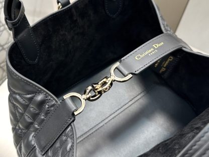  Small Dior Toujours Bag Black Macrocannage Calfskin #3619 - Image 15