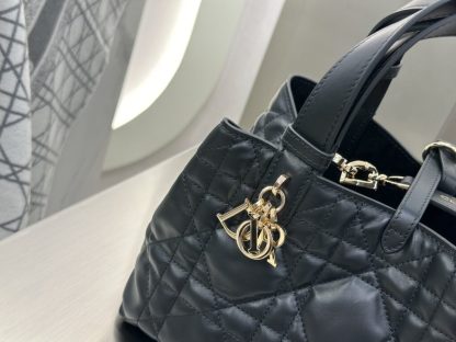  Small Dior Toujours Bag Black Macrocannage Calfskin #3619 - Image 14
